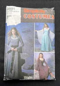 Simplicity 9891 Misses Costume in 3 Medieval Styles 2001 Pattern 6-8-10-12 Uncut - Picture 1 of 2