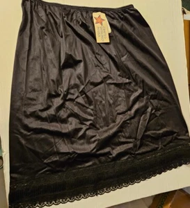 NWT Vintage DuPont Antron III Half Slip Black Lace Trim XXXL - Picture 1 of 14