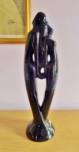 Vintage Haeger Embracing Man and Woman Statue Harmony Love 1993 Glossy Black USA - Picture 1 of 6