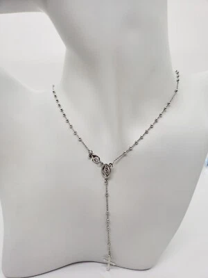 COLLANA ROSARIO RELIGIOSO  IN ARGENTO 925 CON PALLINI LISCI (0308) - Immagine 1 di 4