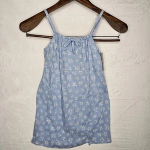 NWT Girls Floral Adjustable Spaghetti Strap Baby Blue Sundress Small 6/7 - Picture 1 of 12