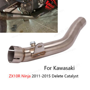 For Kawasaki Ninja ZX10R 2011-2015 Delete Catalyst Exhaust Pipe Mid Link Pipe