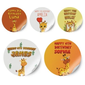 Pegatinas Personalizadas Cualquier Nombre Diseño Jirafa Cumpleaños Decoración Fiesta Etiqueta 55 - Imagen 1 de 11