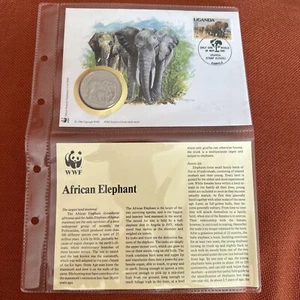 WWF World Wide Fund 1990 ~ African Elephant Coin Medal Cover ~ MINT CONDITION - Picture 1 of 2