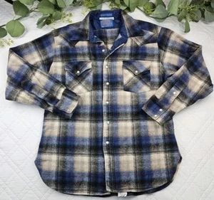 VTG Pendleton High Grade Western Wear Plaid Snap Button Up Shirt Size L USA - Picture 1 of 9