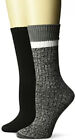 Steven by Steve Madden 2 Pairs Slub Yarn Boot Socks Size 5-10 Black,Gray MSRP$22