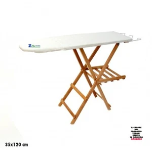 ASSE DA STIRO IN LEGNO CM 35X120 CON POGGIAFERRO COLORE CHIARO - Foto 1 di 1