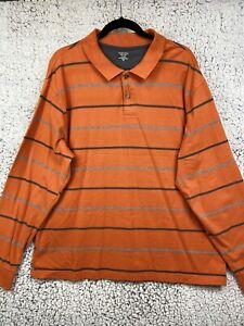 St John's Bay polo shirt long sleeve orange and gray striped men's size XL