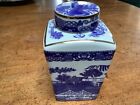 Wade Ringtons blue and white Tea Caddy