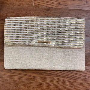 Stella Dot Ivory Gold Elevated Style Clutch Holiday Accessory Party Cocktails - Picture 1 of 11