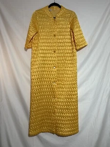 Vintage Golden Yellow 1/2 Sleeve House Coat Robe W. Pockets  - Picture 1 of 12