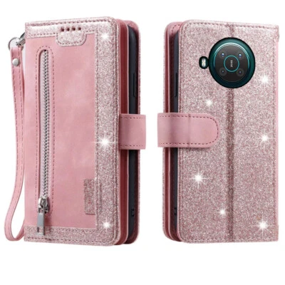 Funda tipo billetera Nokia X20, funda de teléfono con cremallera magnética para tarjeta abatible de cuero para Nokia X10 Foto 1 de 4