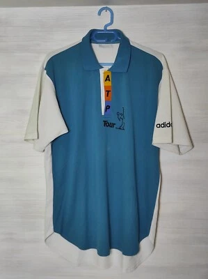 ATP TOUR POLO SHIRT 90s ADIDAS VINTAGE JERSEY TENNIS SIZE L - Image 1 of 4