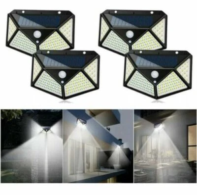 4 LAMPADE 100 LED SOLARE DA ESTERNO GIARDINO FARETTO FOTOVOLTAICO CON SENSORE - Immagine 1 di 4