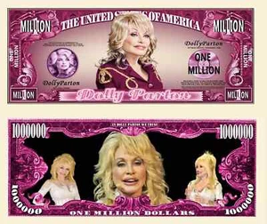 Dolly Parton Million Dollar Bill Play Funny Money Novelty Note + Free Sleeve - Picture 1 of 4