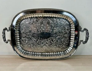 Vintage Sterling Overlay Butler Serving Tray W/ Feet 1983 CSHA Champion Engraved - Picture 1 of 8