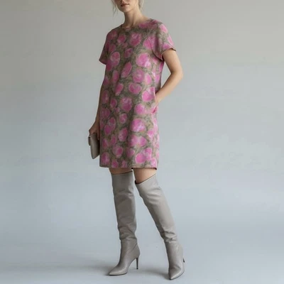 Marni Italy Cotton Shift Dress 38 Small Pink Floral Print Short Sleeve Mod Style - Image 1 of 4