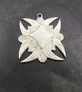 Vintage White Metal Watch Fob Hand Made / Engraved - Picture 1 of 3