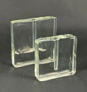Vintage RARE Wiesenthal Hutte Solifleur Glass Block Bud Vases 5” & 4” Excellent! - Bild 1 von 7