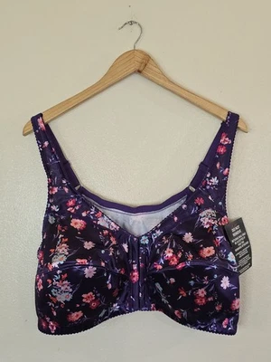 Sujetador inalámbrico satinado cierre frontal floral Comfort Choice para mujer talla grande 48C  Foto 1 de 4