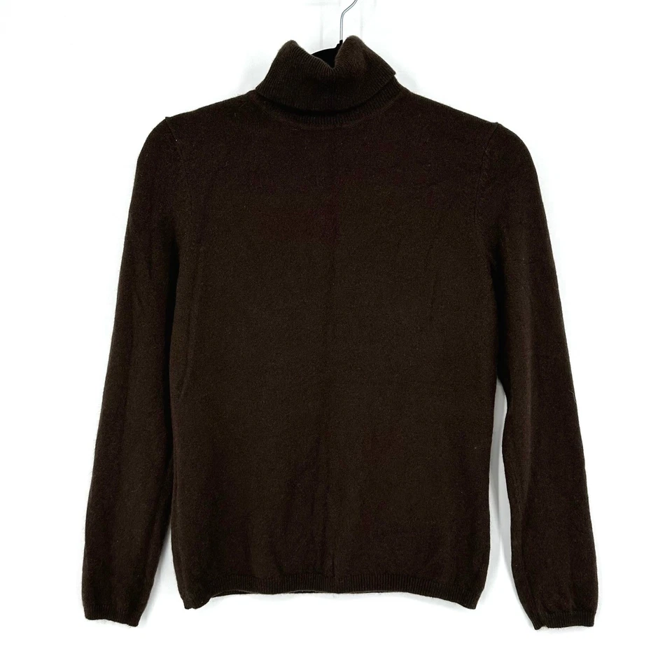 Suéter Charter Club 2 capas 100 % cachemir cuello alto para mujer talla S marrón oscuro Foto 1 de 4