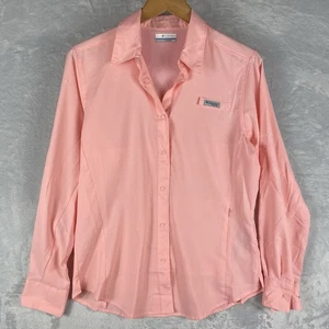 Columbia PFG Button Up Shirt Damen Medium Pink Langarm belüftet Fisch - Bild 1 von 7