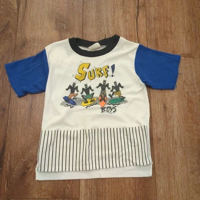 VTG Surf Boys Kids Toddler 2T Shirt Surf Skate Ocean California Blue USA Y2K - Image 1 of 4
