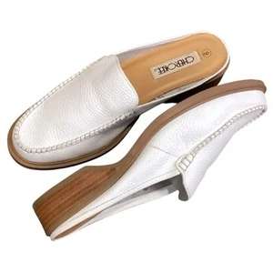 Vintage Cherokee Y2K White Pebbled Leather Mule Loafers, Size 9 Chic 90s - Bild 1 von 10