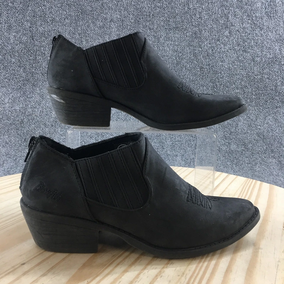 Botas Blowfish para mujer 8 tobillos occidentales negras imitación cuero cremallera lateral bloque informales Foto 1 de 4