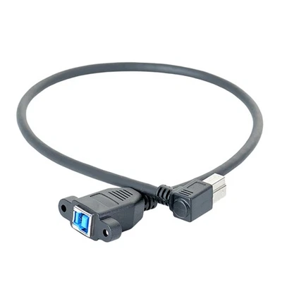 USB3.0 Type B Male To Female 90 Degree Right Angle Extension Cable Panel Mount - Image 1 of 4