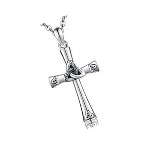 Collar Cruz para Mujer Plata de Ley 925 Nudo Celta Irlandés - - Imagen 1 de 7