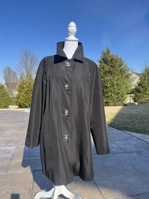 LAURA SCOTT 轻薄黑色风衣女式大码,适合春季使用 — 第 1/4 张图片