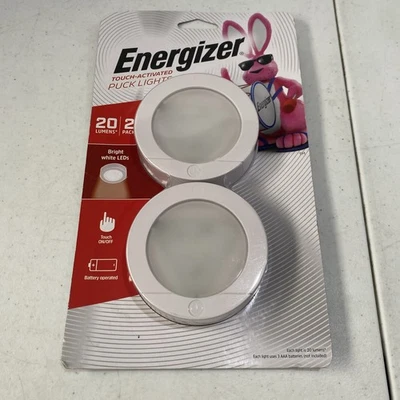 Energizer LED Puck Lights, 2 Pack, Battery Operated, Push Light, Wireless 20 Lum - Image 1 of 4