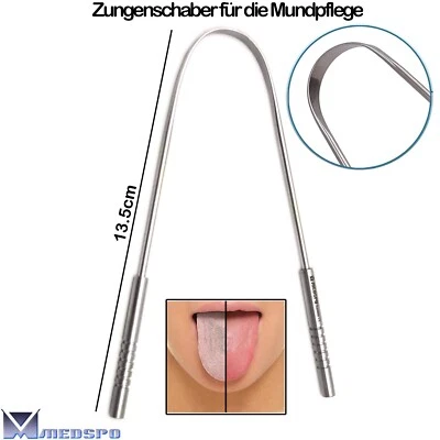 MEDSPO® Zungenschaber für die Mundpflege Zungenreiniger Edelstahl Mundhygiene Dental CE