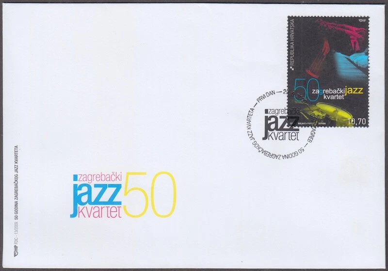 CROÁCIA Sc # 734 FDC - 50º ANN do Quarteto de Jazz ZAGREB - Imagem 1 de 1