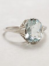Argentium Silver Edwardian Aquamarine Antique 1.83 carat Women's Wedding Ring