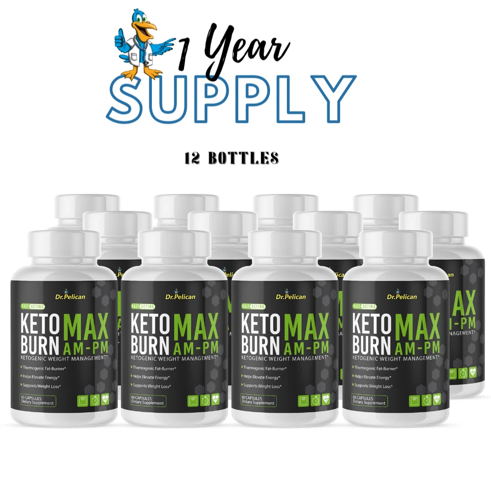 Keto Burn MAX AM-PM - Apoyo al metabolismo, suplemento para control de peso - 12 botellas Foto 1 de 4
