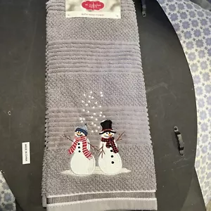 Toalla de mano de baño - gris - muñeco de nieve - vacaciones - Imagen 1 de 5
