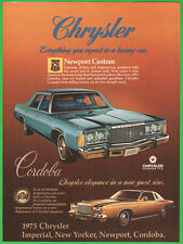 1975 Canadian Chrysler print ad blue Newport Custom, gold Cordoba