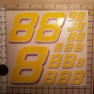 Yellow w/white & lavender #8's Racing Numbers Vinyl Decal Sheet 1/10-1/12 - Picture 1 of 11