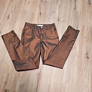 Dismero Damen Frauen Hose Made in Italy Größe 28 #4673 Farbe Braun Metallic - Bild 1 von 5