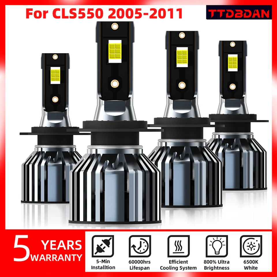 Combo de bombillas LED H7 H7 H7 haz alto bajo para Mercedes-Benz CLS550 2005-2011 Foto 1 de 4