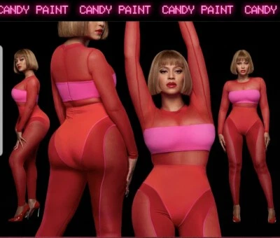 NWT Ivy Heart Pink & Red Mesh Colorblock Suit Adidas Ivy Park Blocked Catsuit 1X - Image 1 of 4