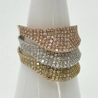 Anillo EFFY con pavé de diamantes de oro tricolor de 14 k talla 7 - 6,6 gramos Foto 1 de 4