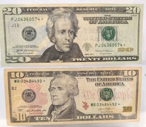 US 20 & 10 Dollars Star Note 2017/2013 - Picture 1 of 2