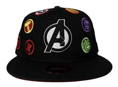 Boné ajustável exclusivo Marvel Avengers All-Over Patch chapéu, novo - Imagem 1 de 4