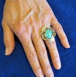 Turquoise and Sterling Silver Ring  Size 6 3/4 - Picture 1 of 2