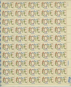 US, #1951, 20¢ LOVE Complete Sheet of 50 Stamps MNH Perf. 11 1/4 Bull's Eye - Picture 1 of 1