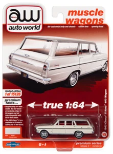 2021 AUTO WORLD 1:64 *PREMIUM 4A* WHITE 1963 Chevy Nova II 400 Wagon NIP! - Picture 1 of 3