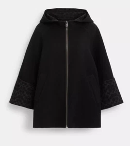 Abrigo Coach para mujer negro de lana talla XS/S NUEVO CON ETIQUETAS - Imagen 1 de 12